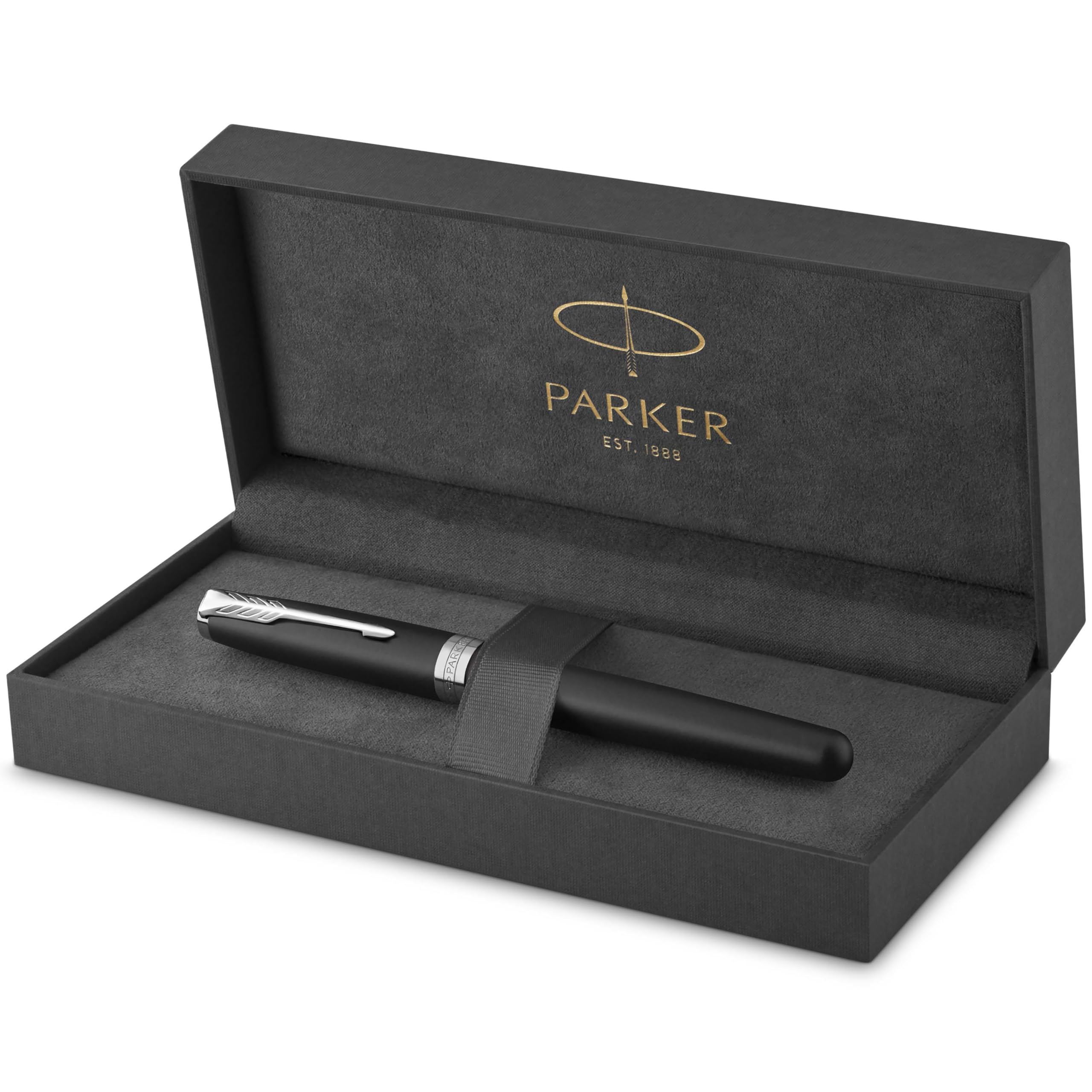 PARKER Sonnet Fountain Pen - Matte Black Lacquer with Palladium Trim, Fine Nib (1931521) | Premium Writing Instrument for Business, Calligraphy & Gift Giving