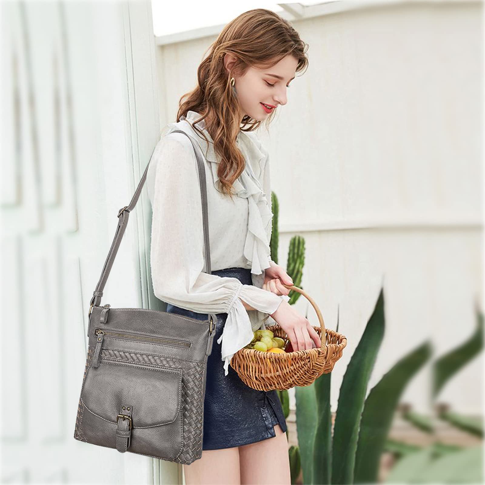 KouLi Buir Women's Crossbody Bag - PU Leather Shoulder Purse with Multiple Pockets, Medium Size Sling Handbag for Daily Use, Work, Travel and Shopping