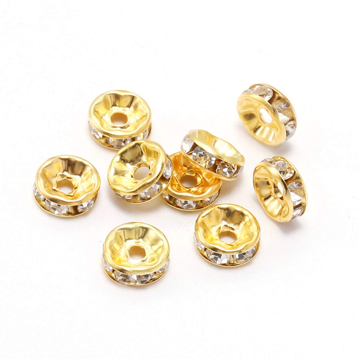50pcs 4mm Gold Rhinestone Beads - Crystal Rondelle Spacer Beads for Jewelry Making, DIY Bracelets, Necklaces & Crafts - Loose Beads for Jewelry Design (Gold, 4mm/0.16inch) - Perfect for Wedding, Party & Gift Accessories