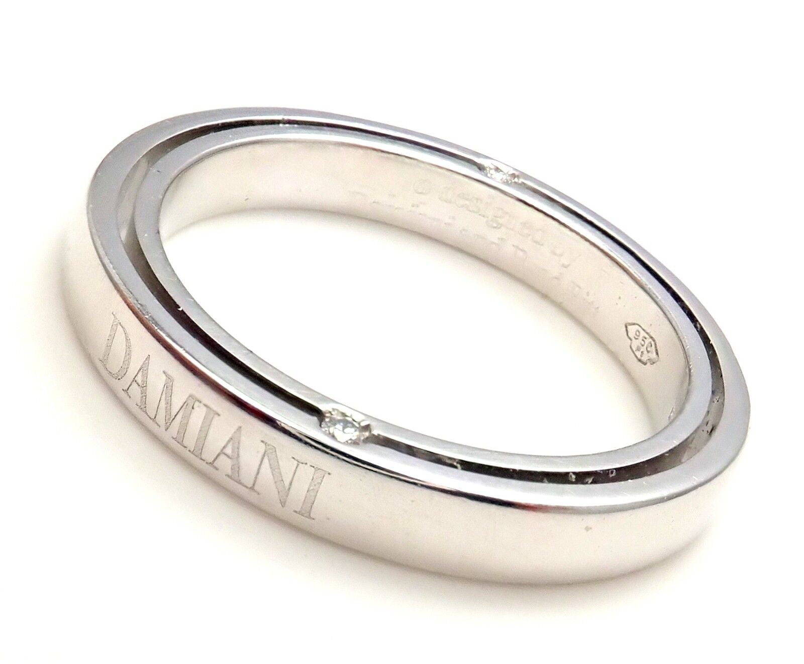 Authentic Damiani Brad Pitt Platinum 4 Diamond 3mm Band Ring Size 7 - Luxury Men's Wedding Band for Special Occasions & Gifts