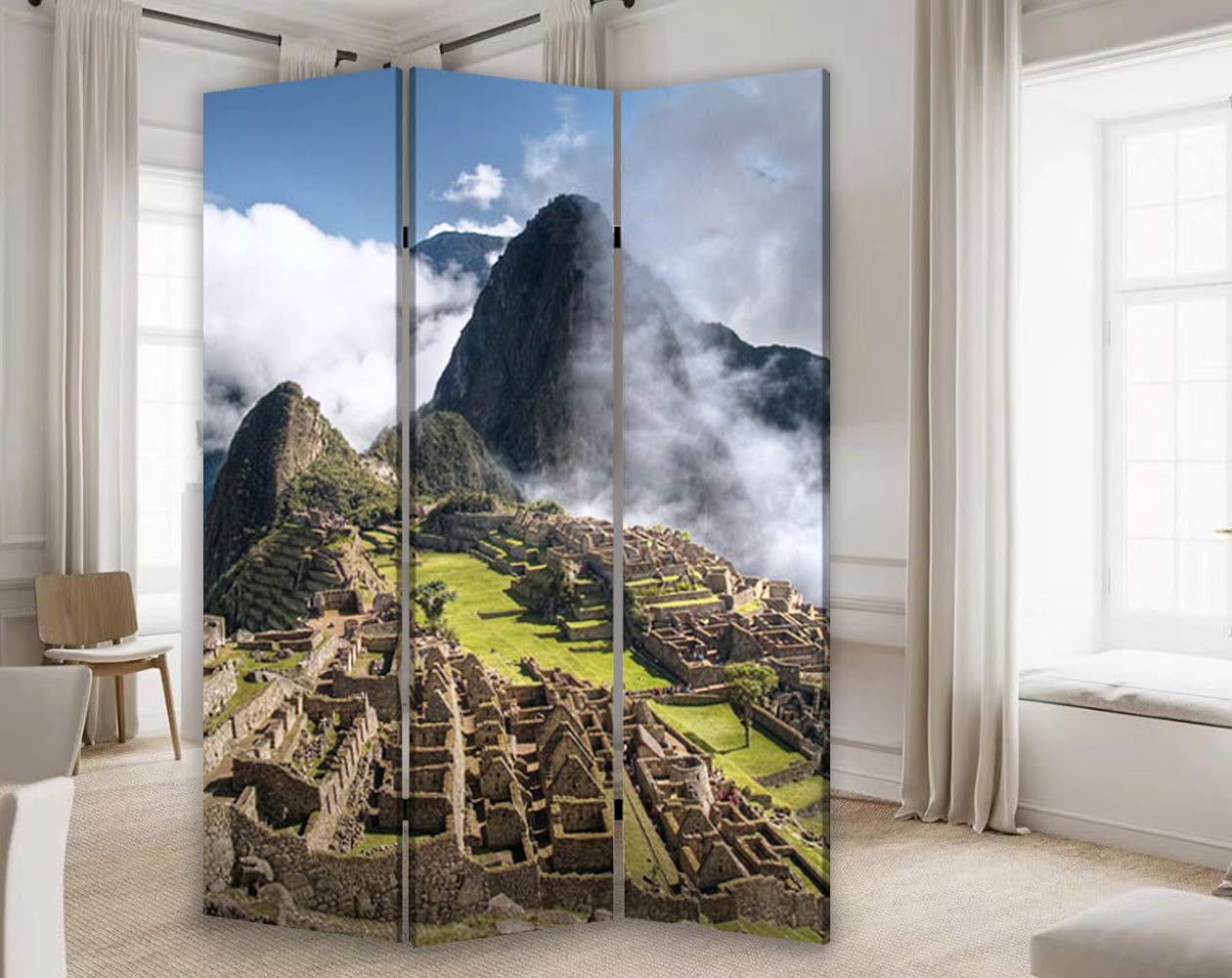 Screen Gems Machu Picchu Room Divider - Handcrafted Wooden Folding Partition for Home & Office Decor - Perfect for Living Room, Bedroom, and Studio Space Division