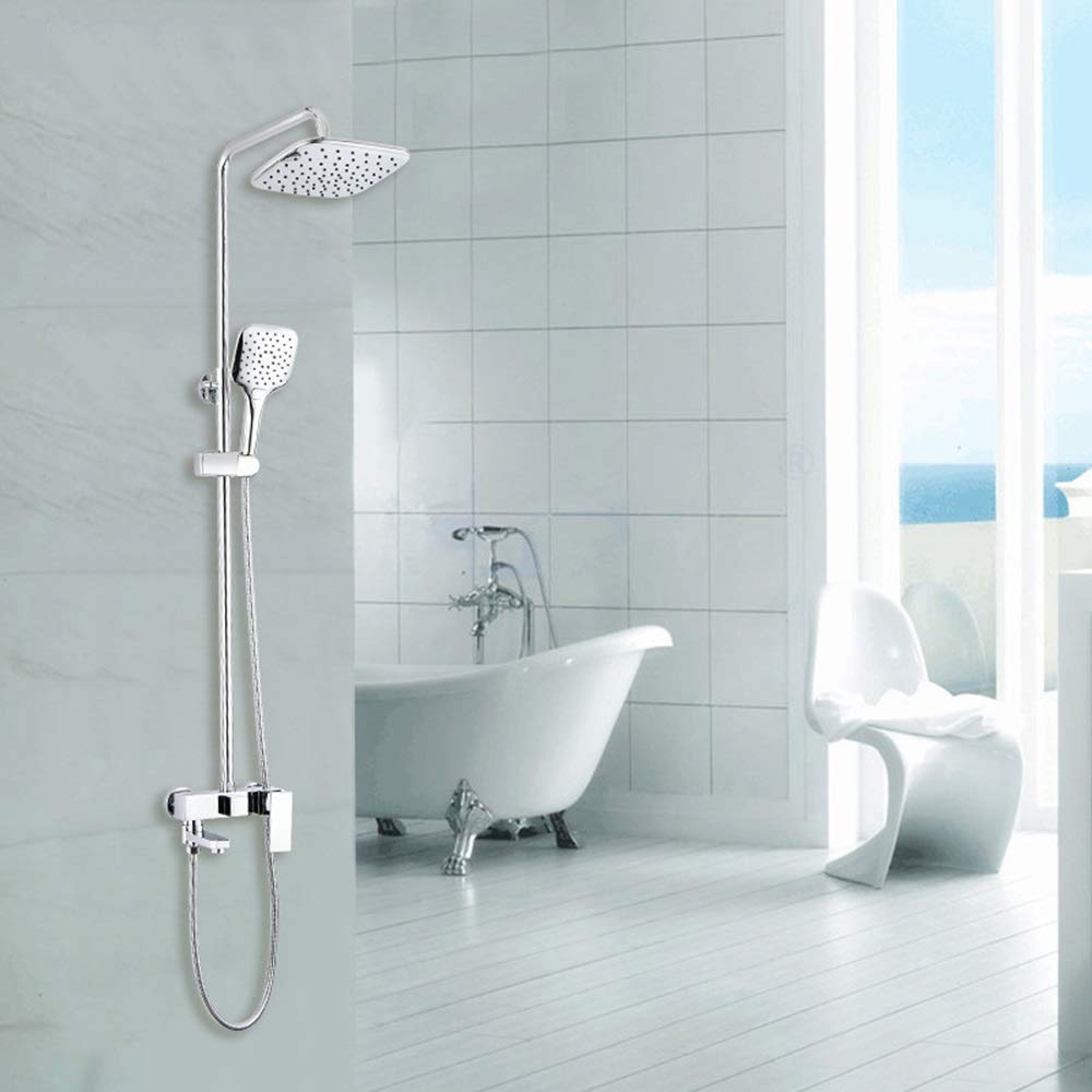 Stainless Steel Square Shower Set - 3-Speed Adjustable Shower Head with Bathtub Faucet & Mixer | Rustproof Bathroom Upgrade for Modern Homes & Luxury Hotels