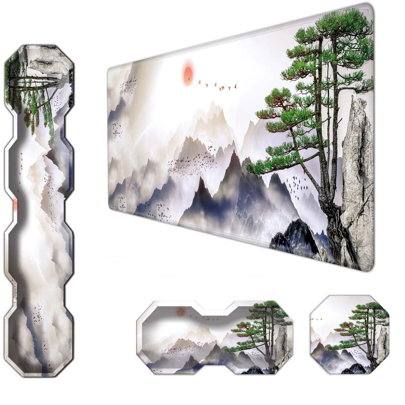Large Gaming Mouse Pad Set - 4-in-1 Non-Slip Desk Mat with Wrist Rest for Office & PC Gaming (31.5