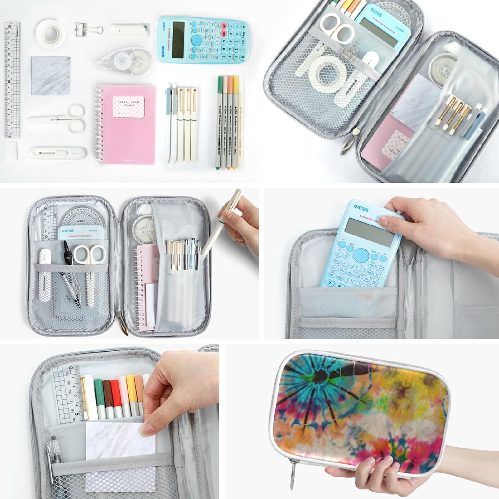 ZZKKO Tie Dye Boho Pencil Case with Zipper - Stylish Pouch for Pens, Makeup & School Supplies | Perfect for Office, College & Travel Organization (Bohemian Design)
