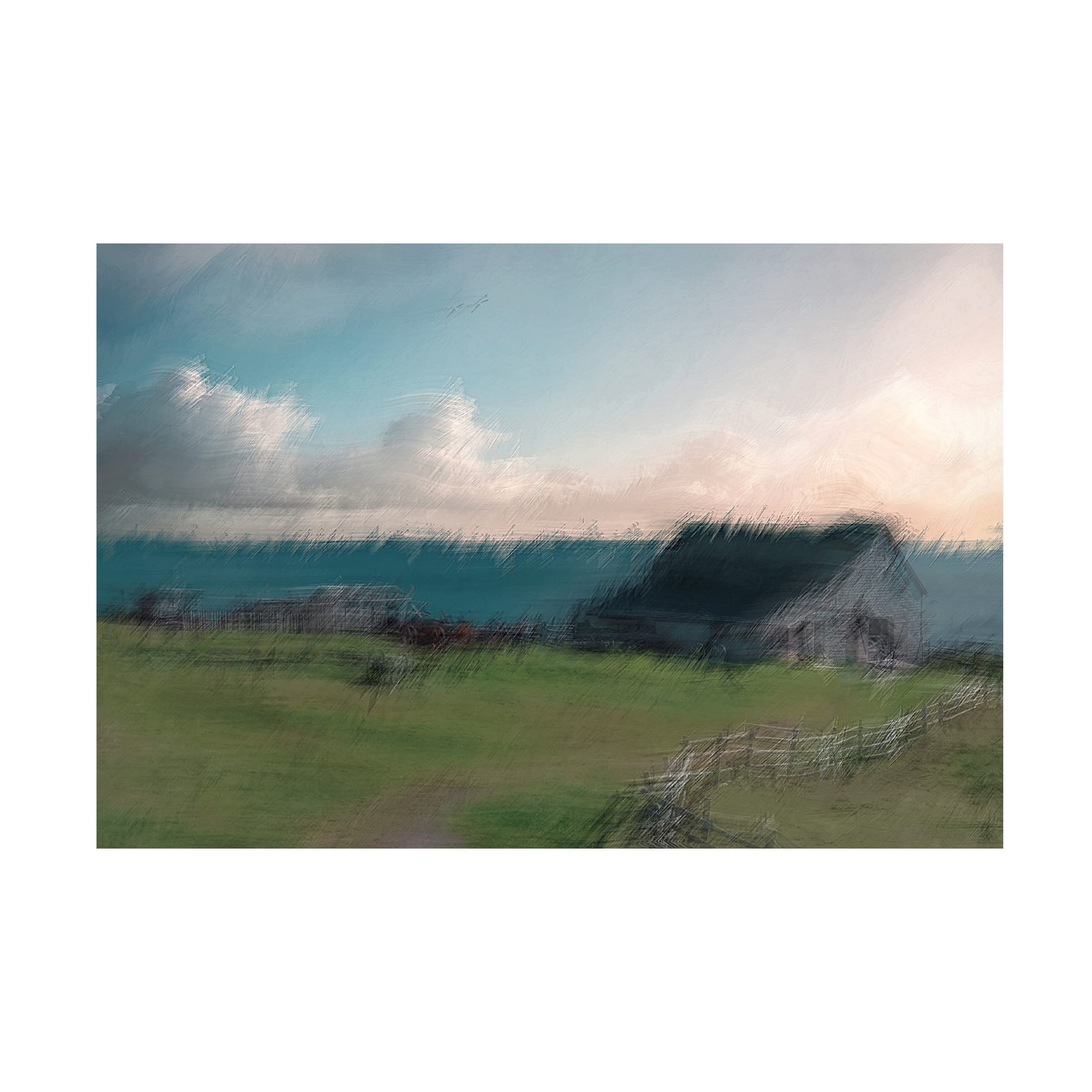David Manlove 'Barn Ocean View B' Canvas Art Print - Coastal Wall Decor for Living Room, Bedroom & Office - Trademark Fine Art Collection