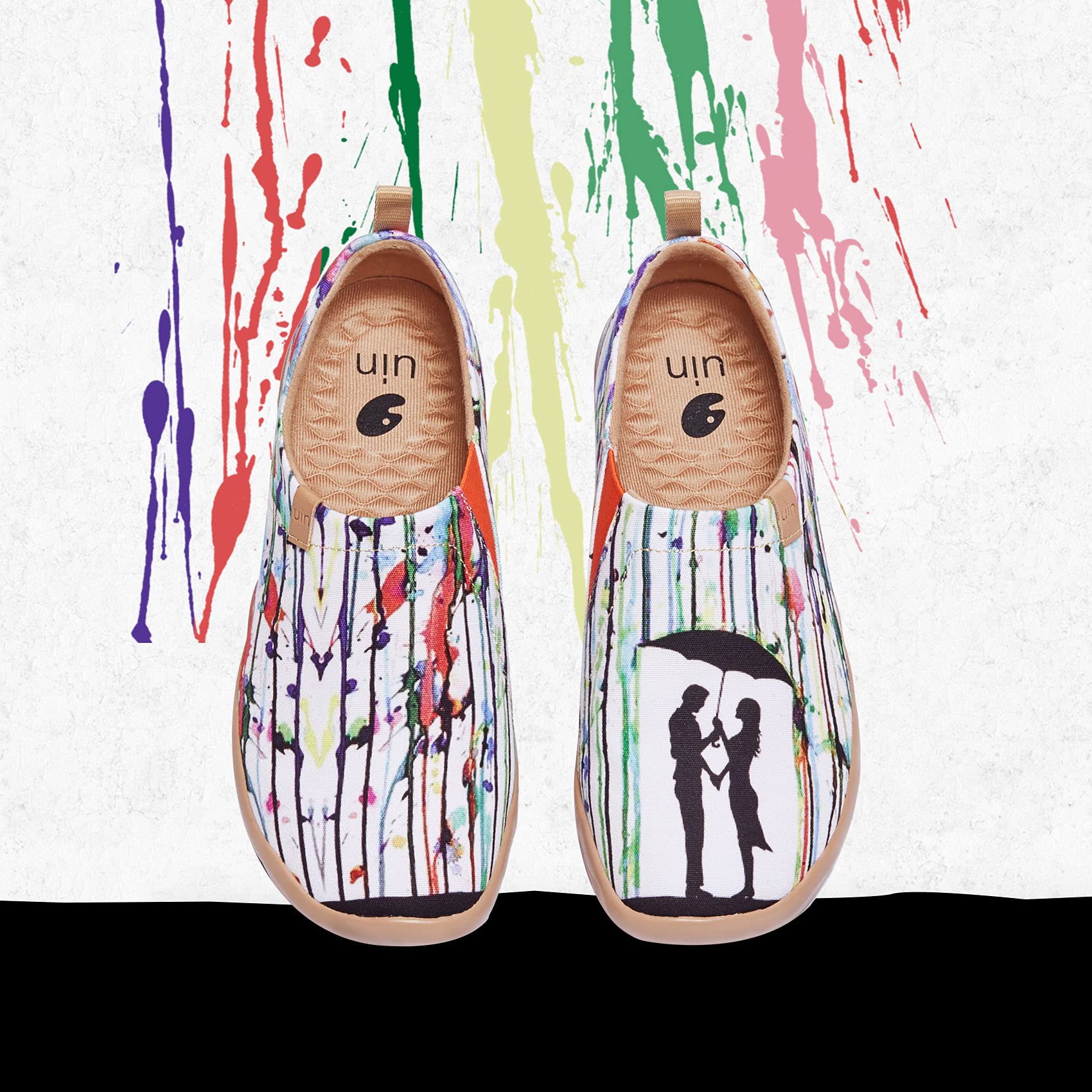 UIN Women's Slip On Sneakers - Comfortable Knit Loafers with Artistic Painting | Soft Walking Shoes for Casual Wear, Travel & Daily Errands