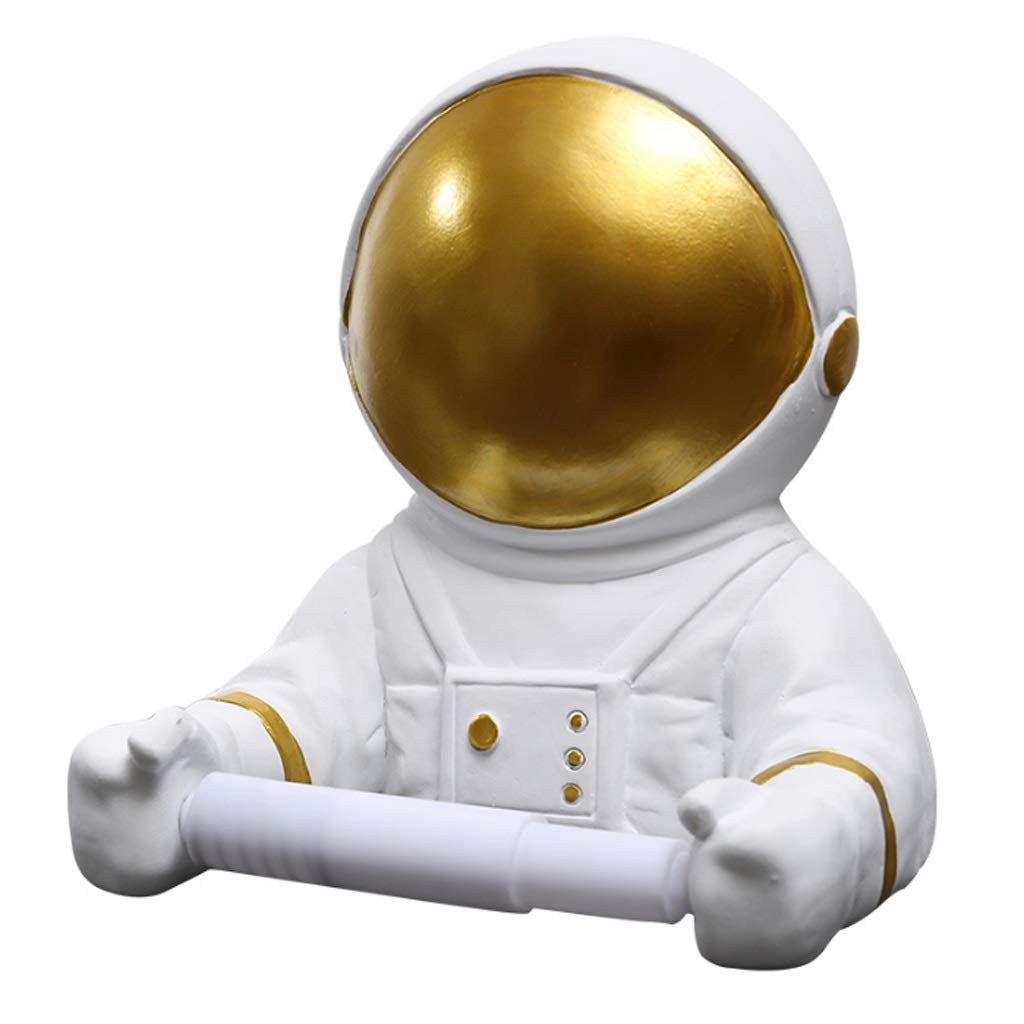 Creative Astronaut Toilet Paper Holder - Wall-Mounted No-Drill Tissue Roll Rack, Space-Themed Bathroom Organizer (White) - Perfect for Kids' Rooms, Space-Themed Bathrooms & Unique Home Decor