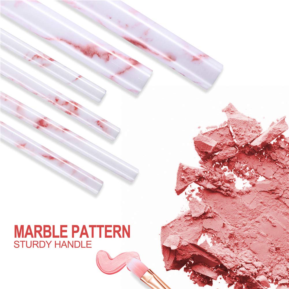 16PCS Pink Marble Makeup Brush Set - Foundation, Eyeshadow, Concealer & Blush Brushes with Holder | Professional Cosmetic Brush Kit for Makeup Artists & Beginners | Perfect for Daily Makeup, Salon Use & Travel