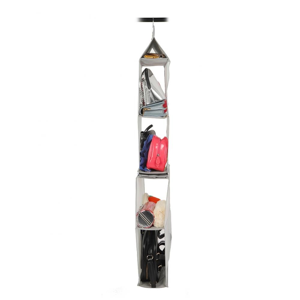 Multi-Layer Hanging Closet Organizer Storage Bags - Space Saving Wardrobe Organizer for Clothes, Shoes & Accessories - Perfect for Bedroom, Closet & Travel (Grey)