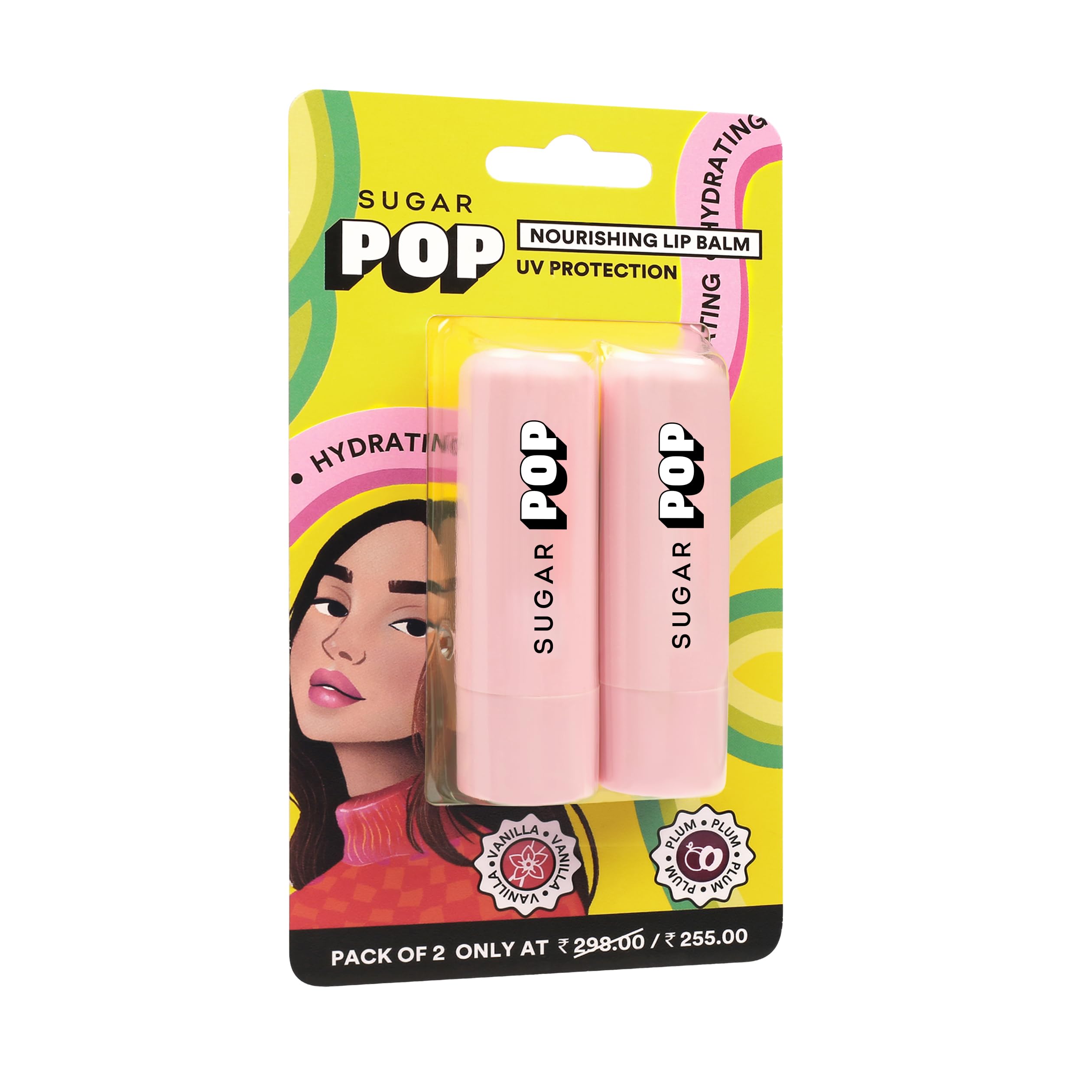 SUGAR POP Nourishing Lip Balm Duo Set - Cherry & Strawberry Flavor | Hydrating & Moisturizing Lip Care | Perfect for Daily Use, Travel & Gifts