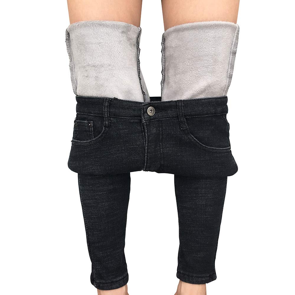Heipeiwa Women's Fleece Lined Thermal Winter Jeans - Skinny Stretch Warm Denim Pants for Cold Weather | Perfect for Outdoor Activities, Snow Days & Casual Winter Fashion