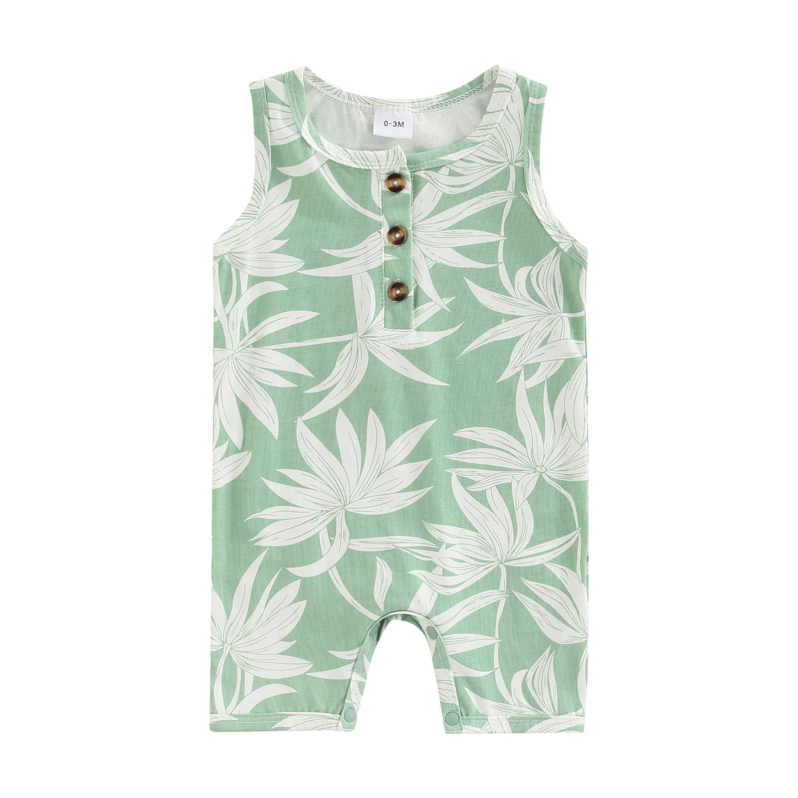 Newborn Baby Boy & Girl Sleeveless Romper Jumpsuit - Cute Print Summer Outfit 0-12 Months | Perfect for Playtime, Beach & Family Photos