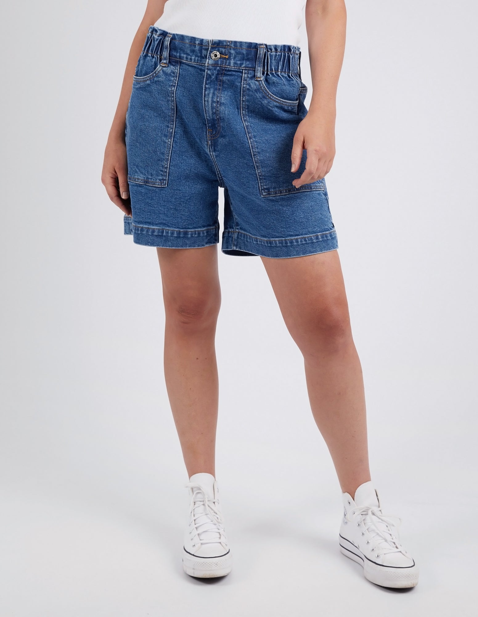 Elm Atlas Denim Shorts for Men - Dark Blue Washed Distressed Denim Shorts | Comfortable Casual Wear for Summer, Beach, and Outdoor Activities