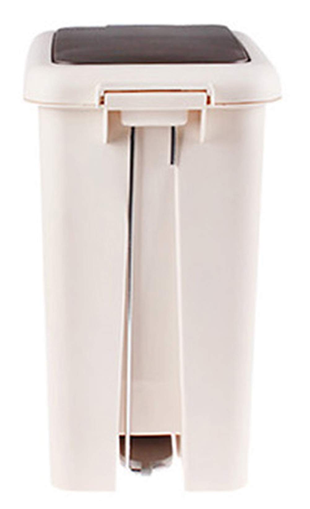 Hflove 13 Gallon Kitchen Trash Can with Lid - Step Pedal Garbage Bin for Home, Office, Bathroom - Durable Plastic Wastebasket in Beige - Perfect for Recycling, Composting & Household Waste Disposal