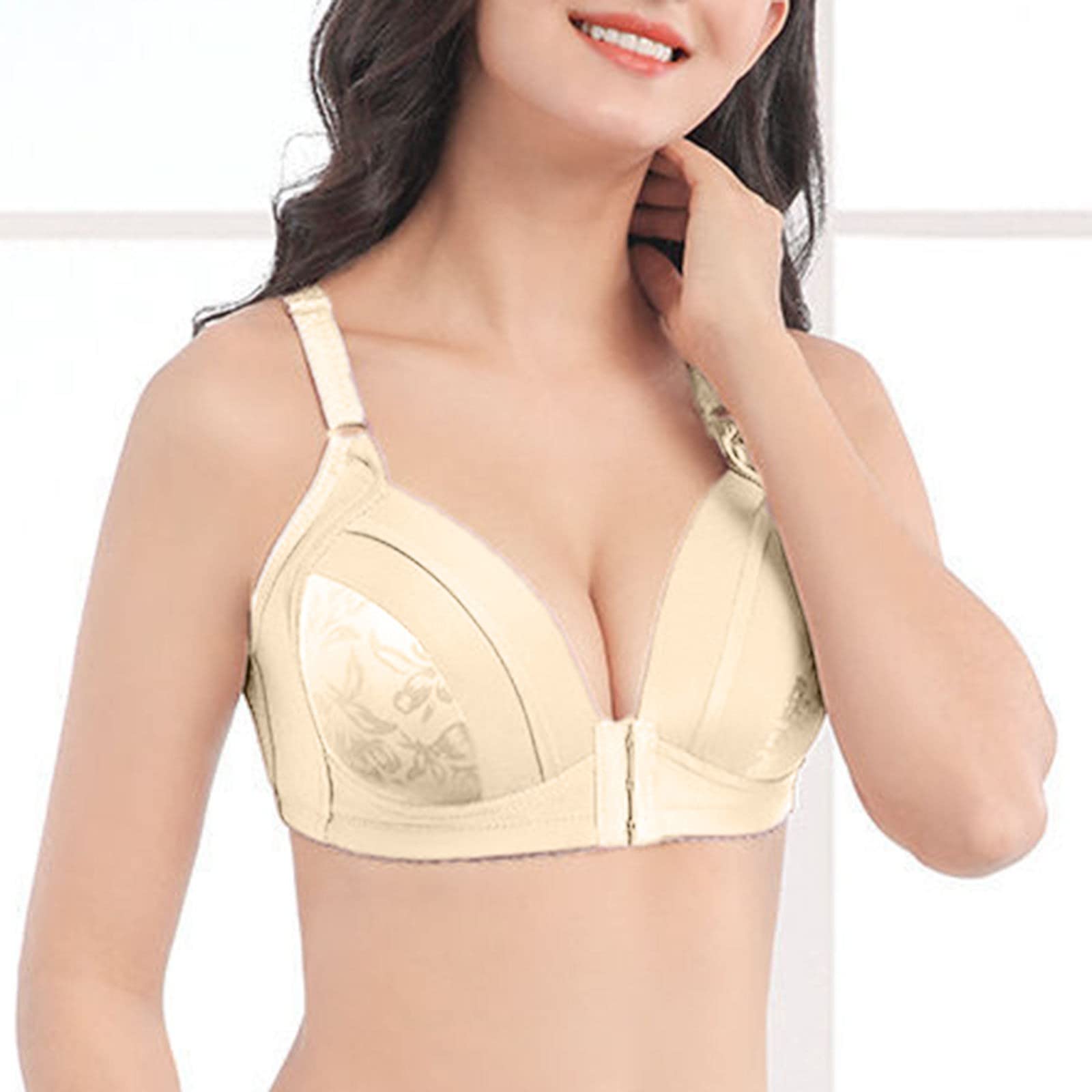 Wireless Minimizer Push Up Bras for Women - Front Closure Bralette, Full Coverage Comfort Plus Size Bra for Everyday Wear & Special Occasions