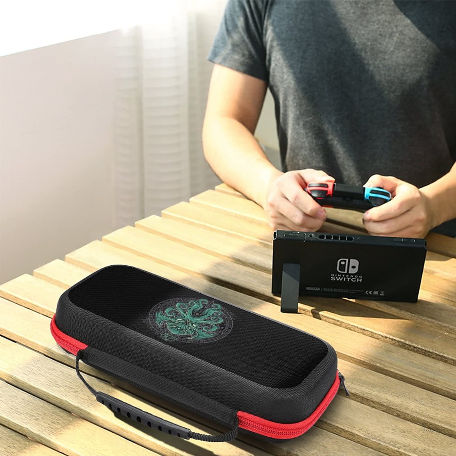 Cthulhu Travel Carrying Case for Nintendo Switch - Waterproof Tote Bag Holds 20 Game Cards & Accessories - Perfect for Gaming On The Go, Travel, and Commuting