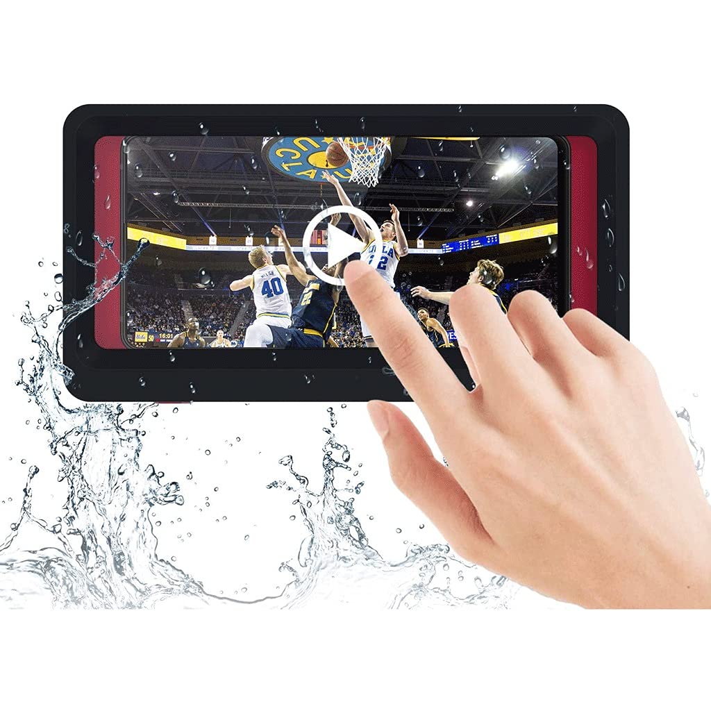 DLROJSL Waterproof Anti-Fog Shower Phone Holder - Wall Mount Bathroom Case for Phones Under 6.8 Inches, Touch Screen Compatible (Blue) - Perfect for Shower, Bath, Gym & Pool Use