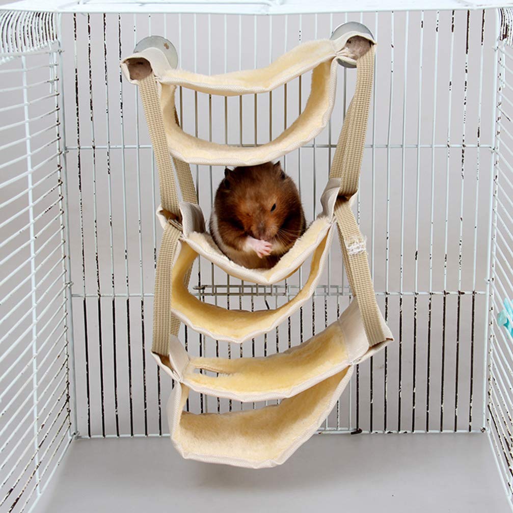 Balacoo Multi-Layer Pet Hammock - Soft Squirrel Plush Finch Canary Hammock Bed for Small Animals, Chinchillas & Stuffed Toys | Cozy Warm Mat for Cage, Playpen & Indoor Use | Wooden Frame Design
