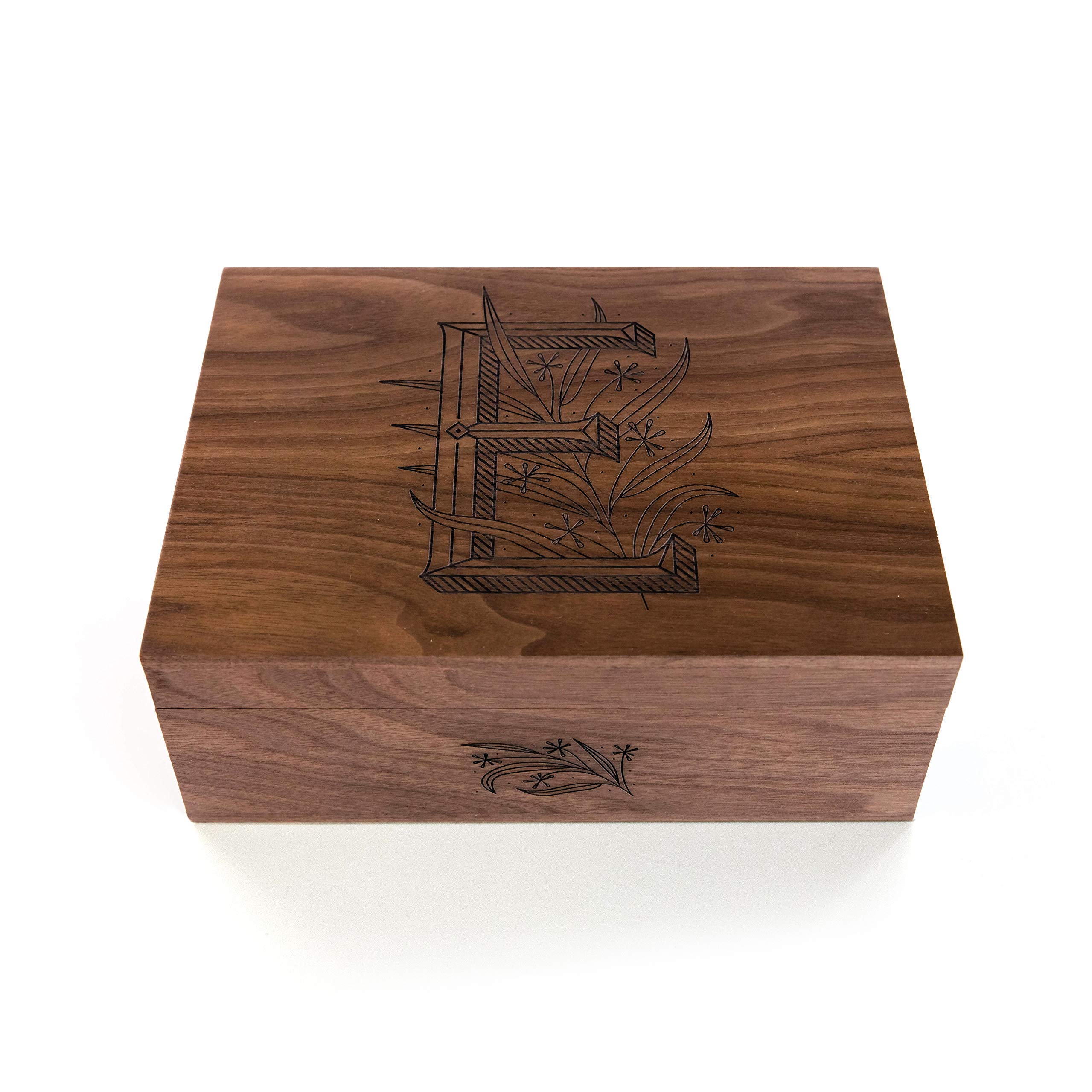 Personalized Floral Monogram Wooden Keepsake Box - Custom Engraved Gift for Wedding, Anniversary, Baby Shower & Memory Storage - Perfect for Jewelry, Photos & Special Mementos