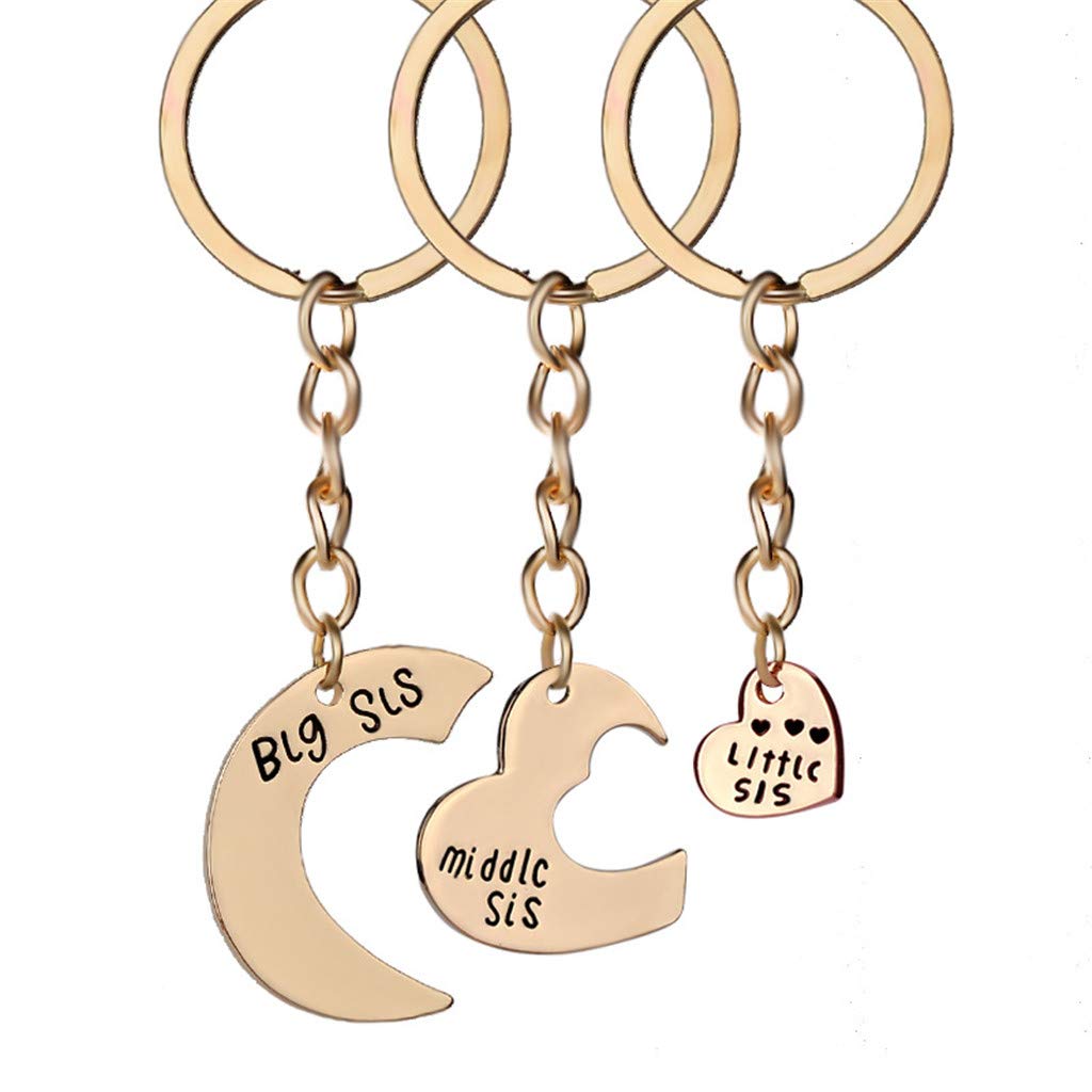 Sister Matching Keychain Set - Big Sister, Little Sister, Middle Sister Keychains for Sibling Bonding, Gifts, and Family Keepsakes