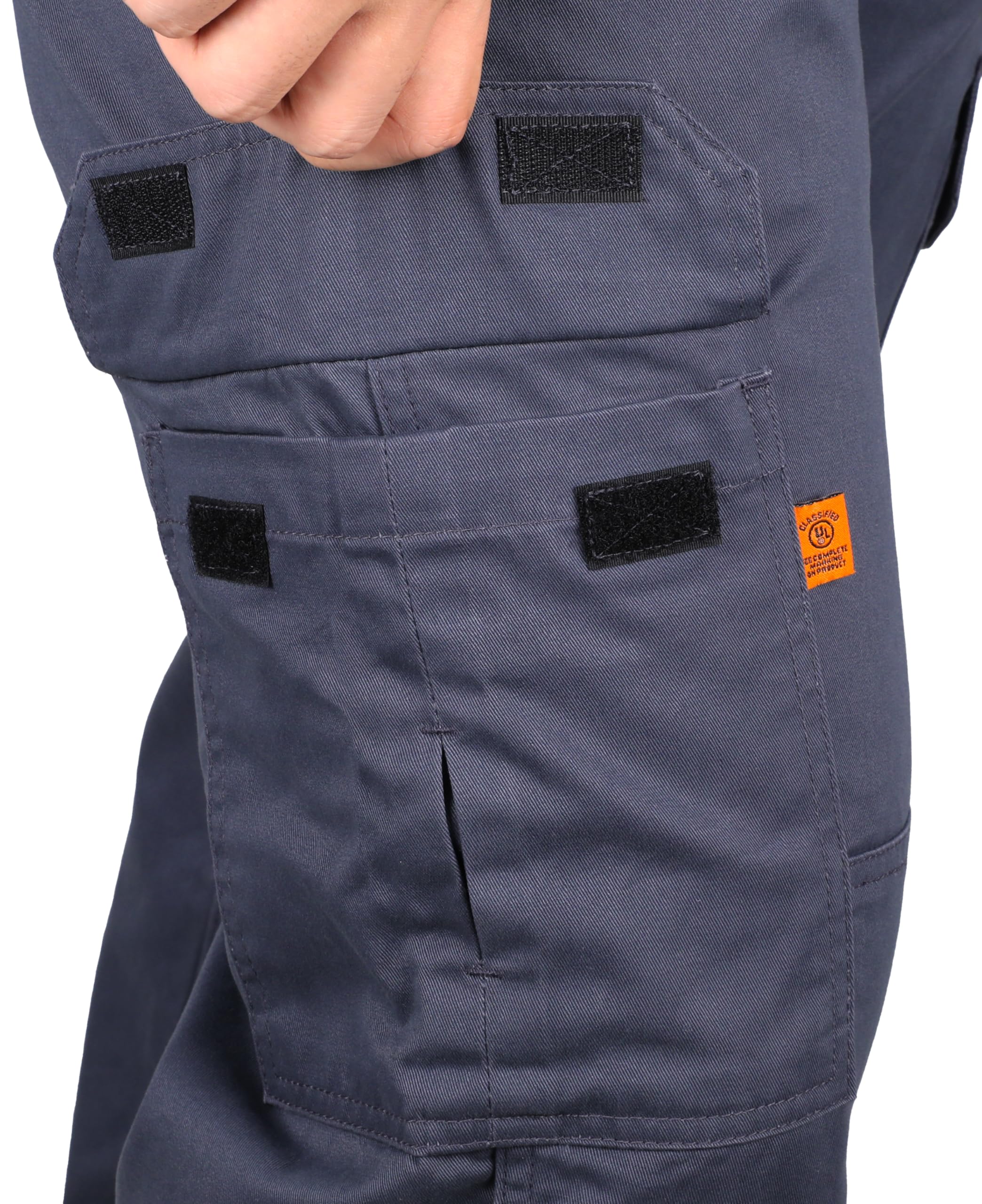 KONRECO FR Men's Cargo Work Pants - Flame Resistant 7.5oz 100% Cotton with Elastic Waist & Utility Pockets | Durable Safety Pants for Construction, Welding & Industrial Work