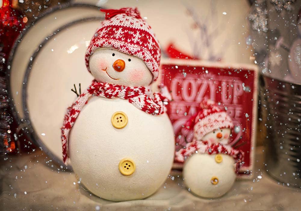 Wofawofa 8x6FT Heavy Snow Winter Wonderland Photography Backdrop with Snowman – Christmas & New Year Party Photo Studio Vinyl Background (BK3077) – Perfect for Holiday Decor, Family Portraits, and Seasonal Events