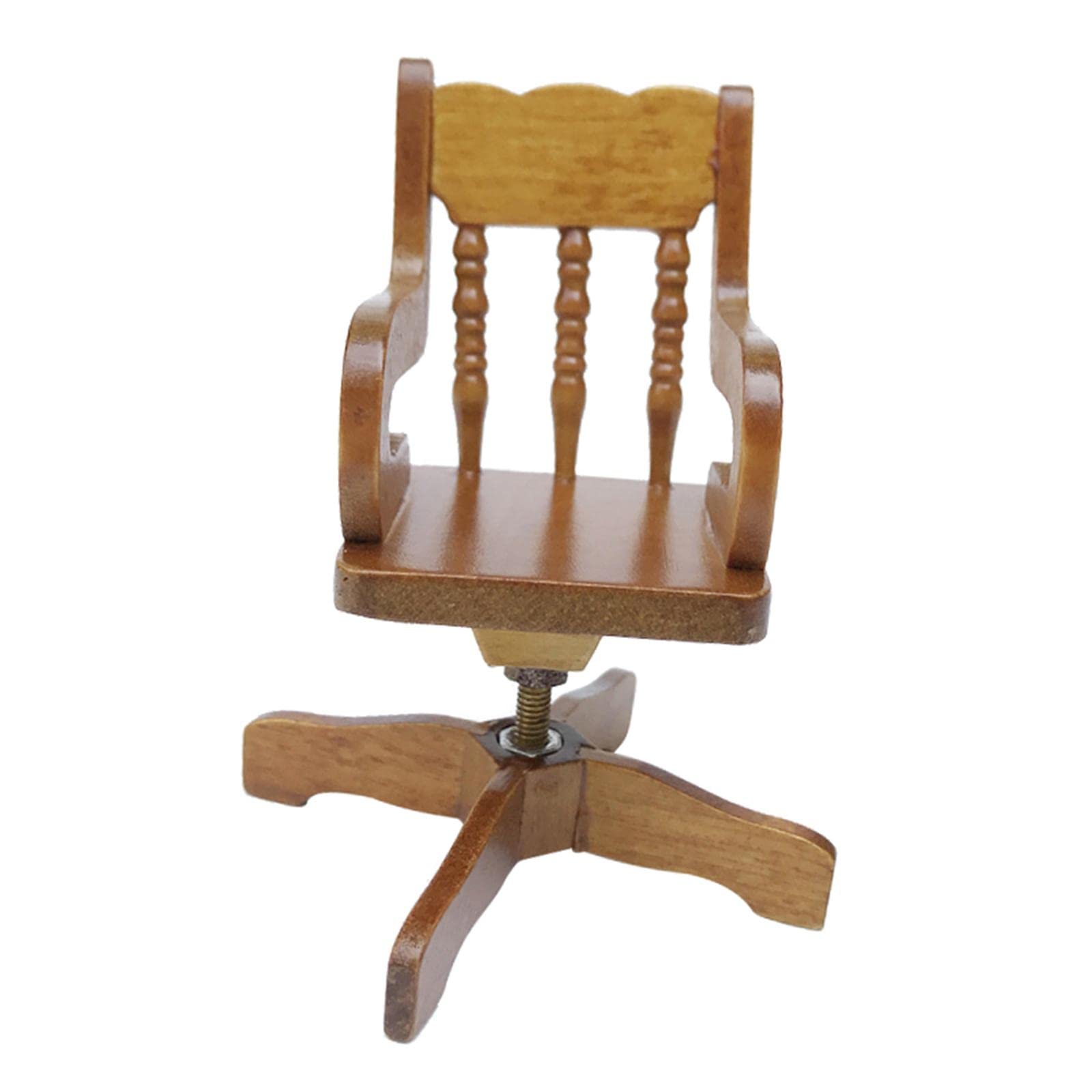 1:12 Scale Miniature Dollhouse Swivel Arm Chair - Handcrafted Wooden Furniture for Bedroom & Living Room Decor - Perfect for Dollhouse Collectors & Model Enthusiasts