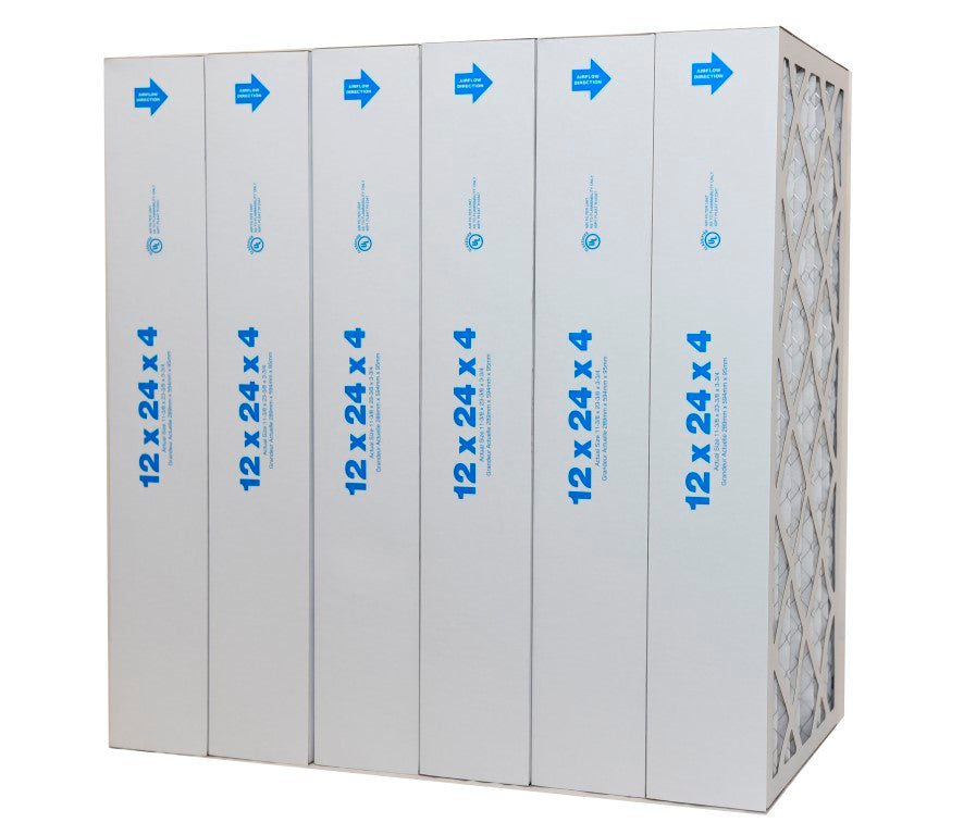 12x24x4 MERV 8 Pleated Air Filters - 6 Pack for Home HVAC Furnace & AC Systems - Improves Indoor Air Quality for Allergies & Dust Control
