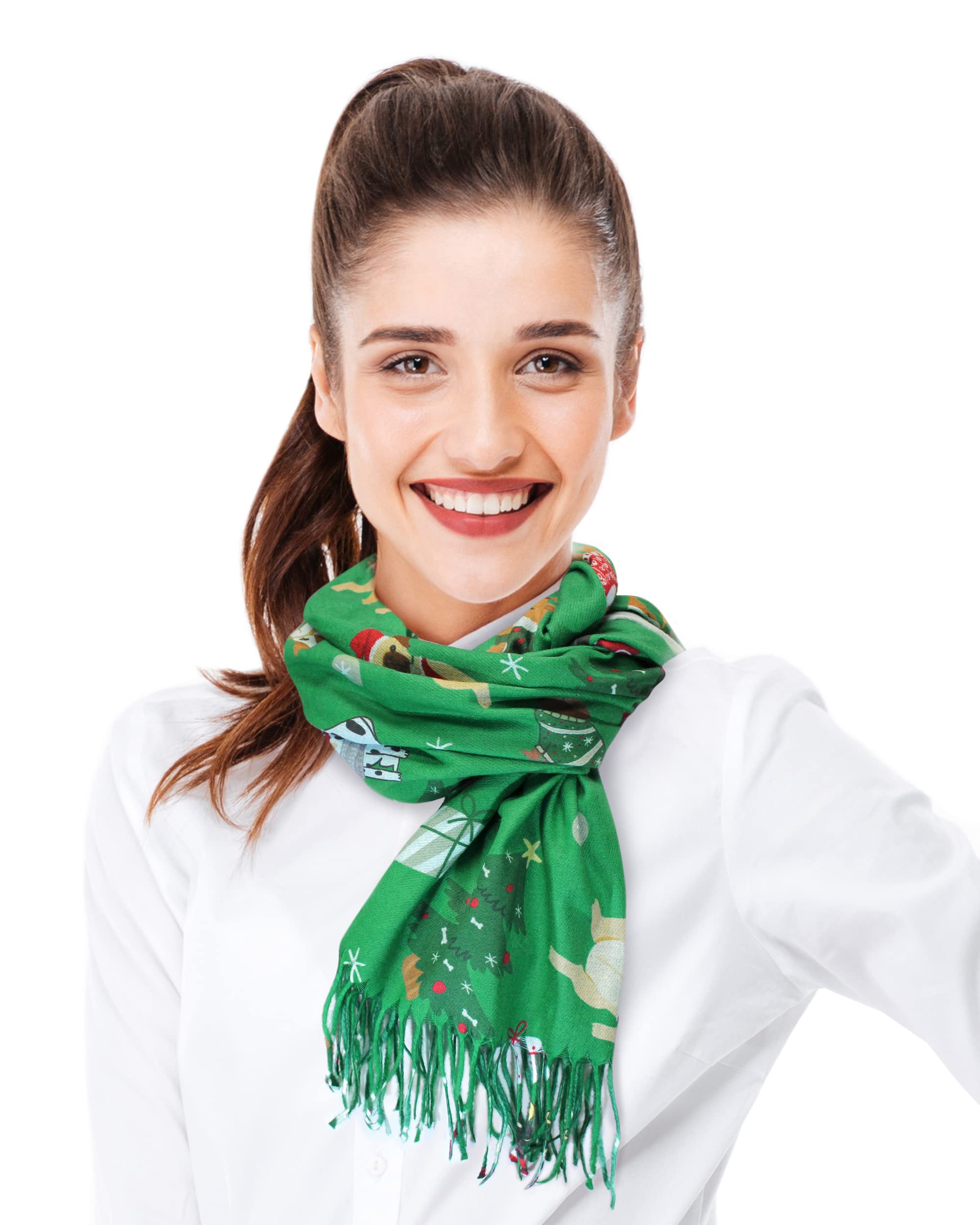 Christmas Dog Cat Lover Scarf - Soft Animal Print Fashion Shawl for Holiday Gifts & Parties