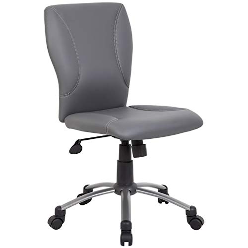 Scranton & Co Gray Faux Leather Office Swivel Chair - Ergonomic Desk Chair for Home & Workspaces, Comfortable Upholstered Executive Chair for Long Hours Sitting, Perfect for Office, Study, or Gaming Setup