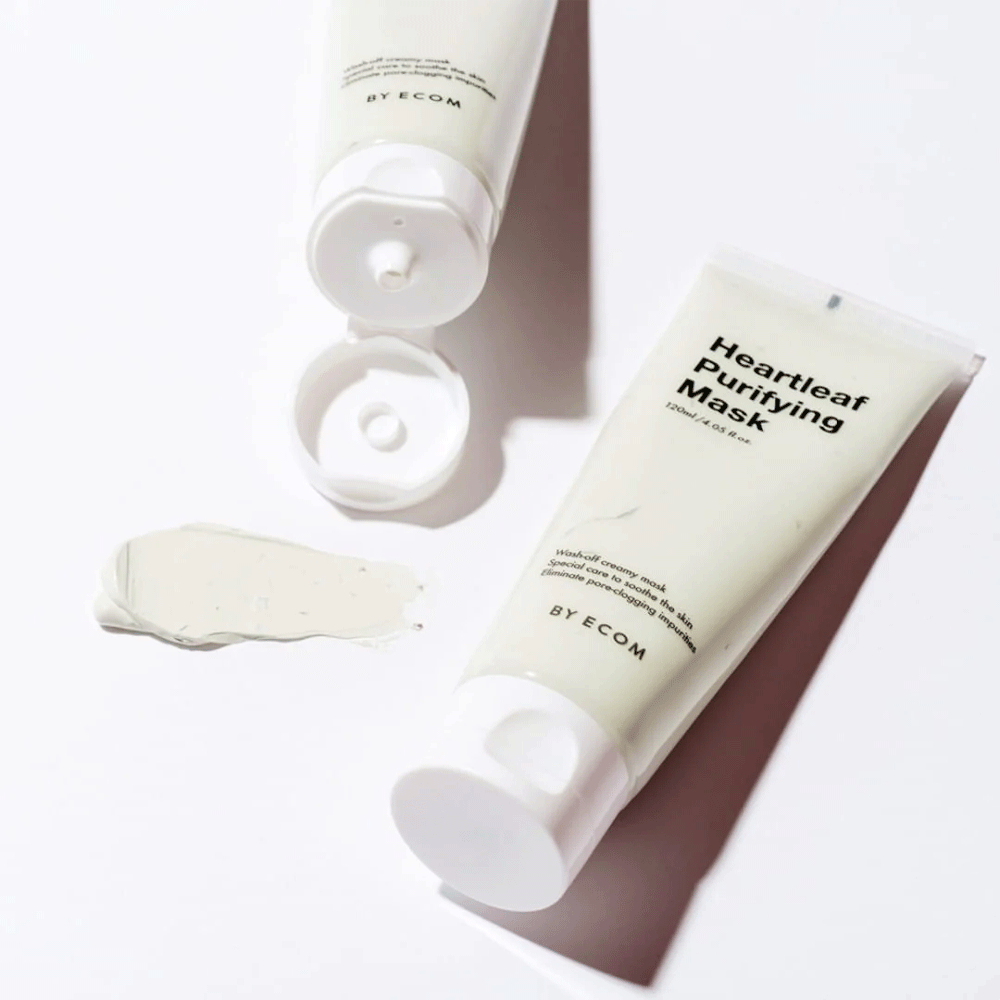 BY ECOM Heartleaf Purifying Facial Mask 120ml - Deep Cleansing & Pore Minimizing for Acne-Prone Skin - Perfect for Daily Skincare Routine & Spa Night