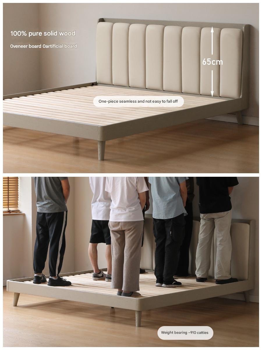 Premium Oak Solid Wood Piano Key Bed Frame with High-Tech Fabric Upholstery – Perfect for Modern Bedrooms, Guest Rooms & Luxury Home Decor