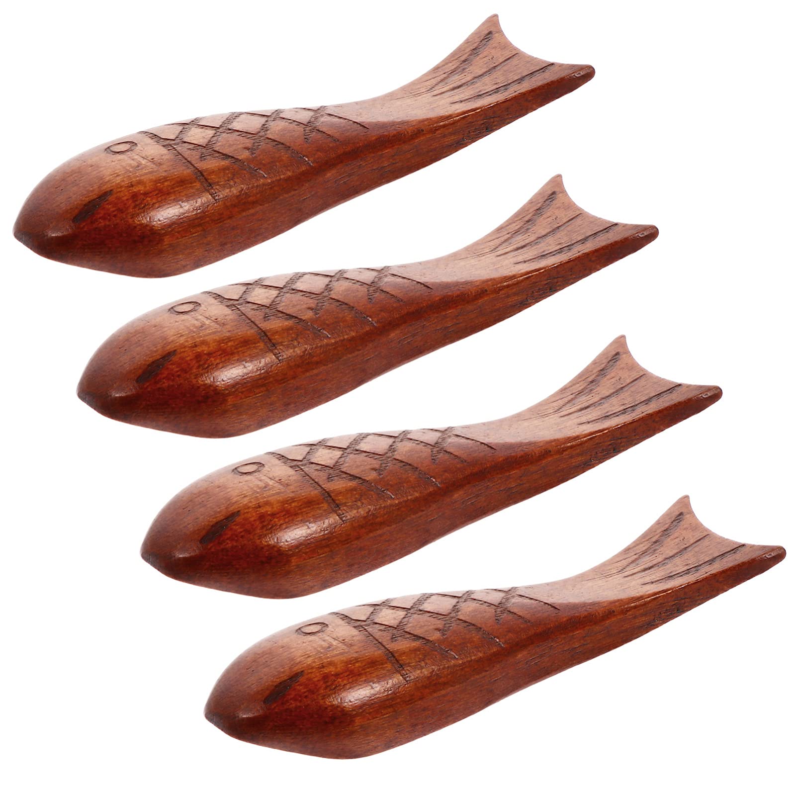 Cabilock 4-Piece Wooden Chopstick Rest Set - Fish Design Chopstick Holder, Knife Stand, Spoon & Fork Stand - Elegant Tableware for Asian Dining, Kitchen Utensils, Dish Display & Gift Giving
