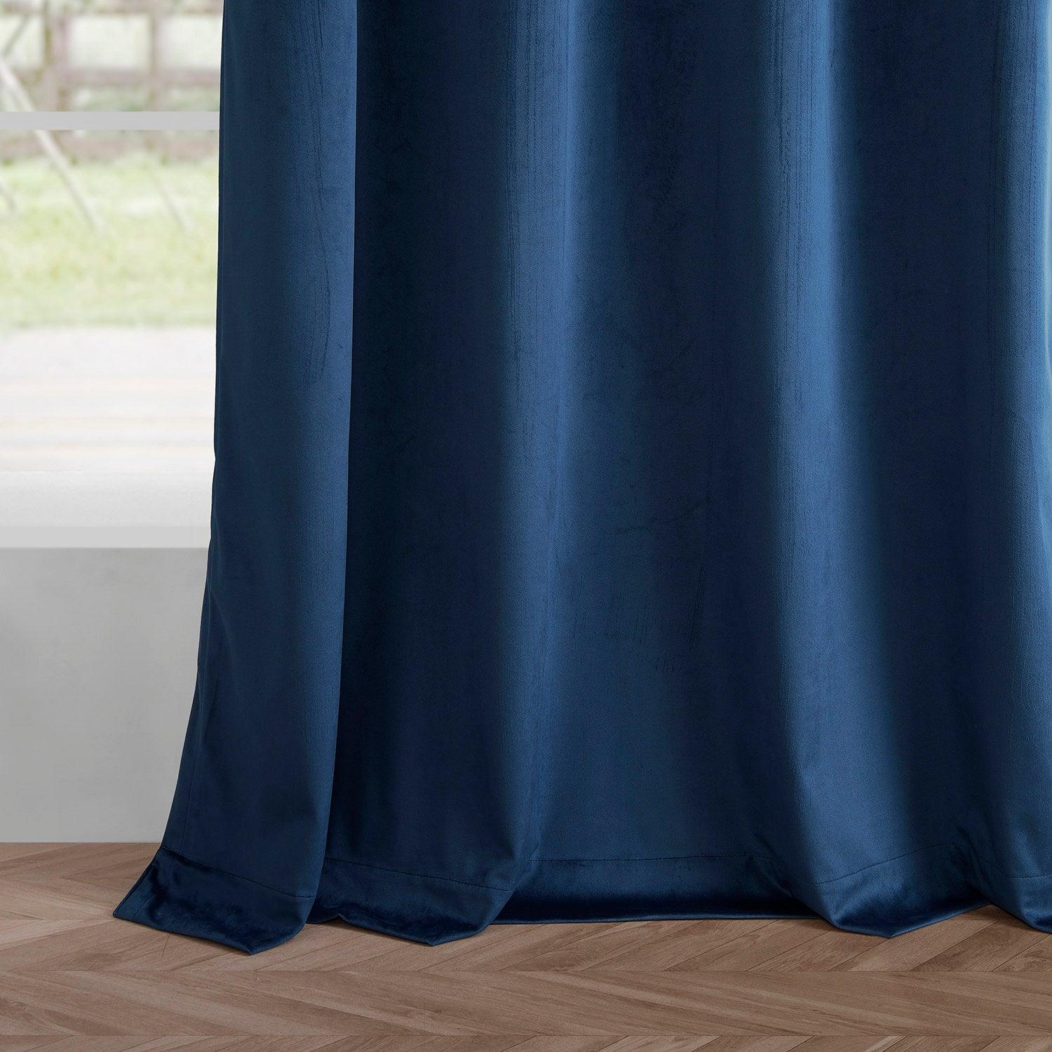 Deep Cobalt Blue Blackout Curtains with Grommet Top - 2 Panels Set for Bedroom, Living Room & Home Theater - Soft Velvet Room Darkening Window Drapes for Light Blocking & Privacy