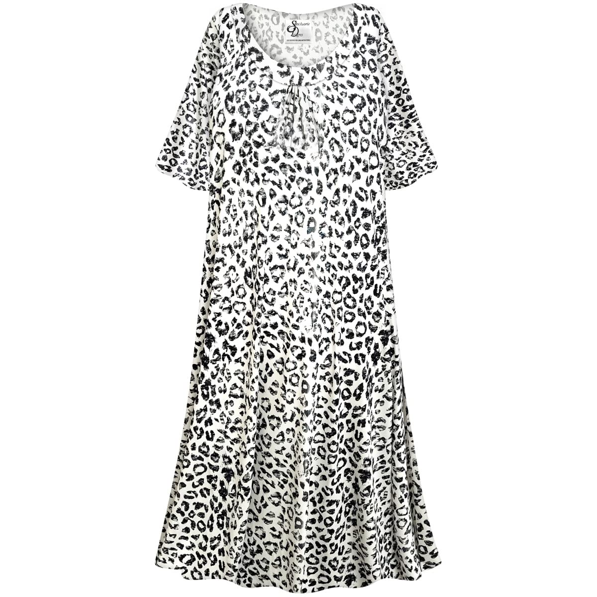 Sanctuarie Designs Plus Size Nightgowns for Women - Soft Sleepshirt Pajama Dress with Black & White Leopard Print - Comfortable Loungewear for Sleeping, Lounging & Relaxing at Home