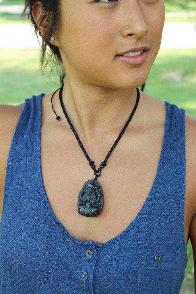 Adjustable Tibetan Onyx Chenrezig Necklace for Men & Women - Buddhist Prayer Beads for Meditation & Spiritual Protection - Perfect for Yoga, Mindfulness & Daily Wear