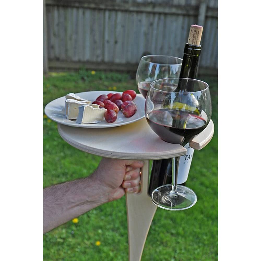 Portable Folding Wine Table with Glass Holder - Lightweight Outdoor Picnic Table for Camping, Beach, Garden & Travel | Perfect for Backyard BBQs, Beach Parties & Picnics