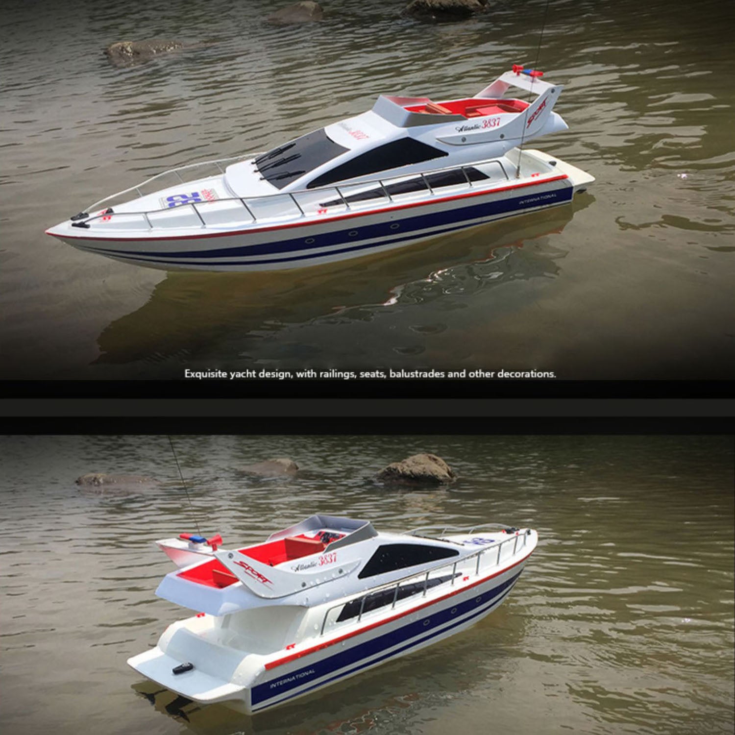 Heng Long 2.4GHz High Speed RC Racing Boat - Ready to Run (RTR) Remote Control Luxury Yacht Model - 20-25KM/H - Perfect for Pool, Lake & Outdoor Water Sports