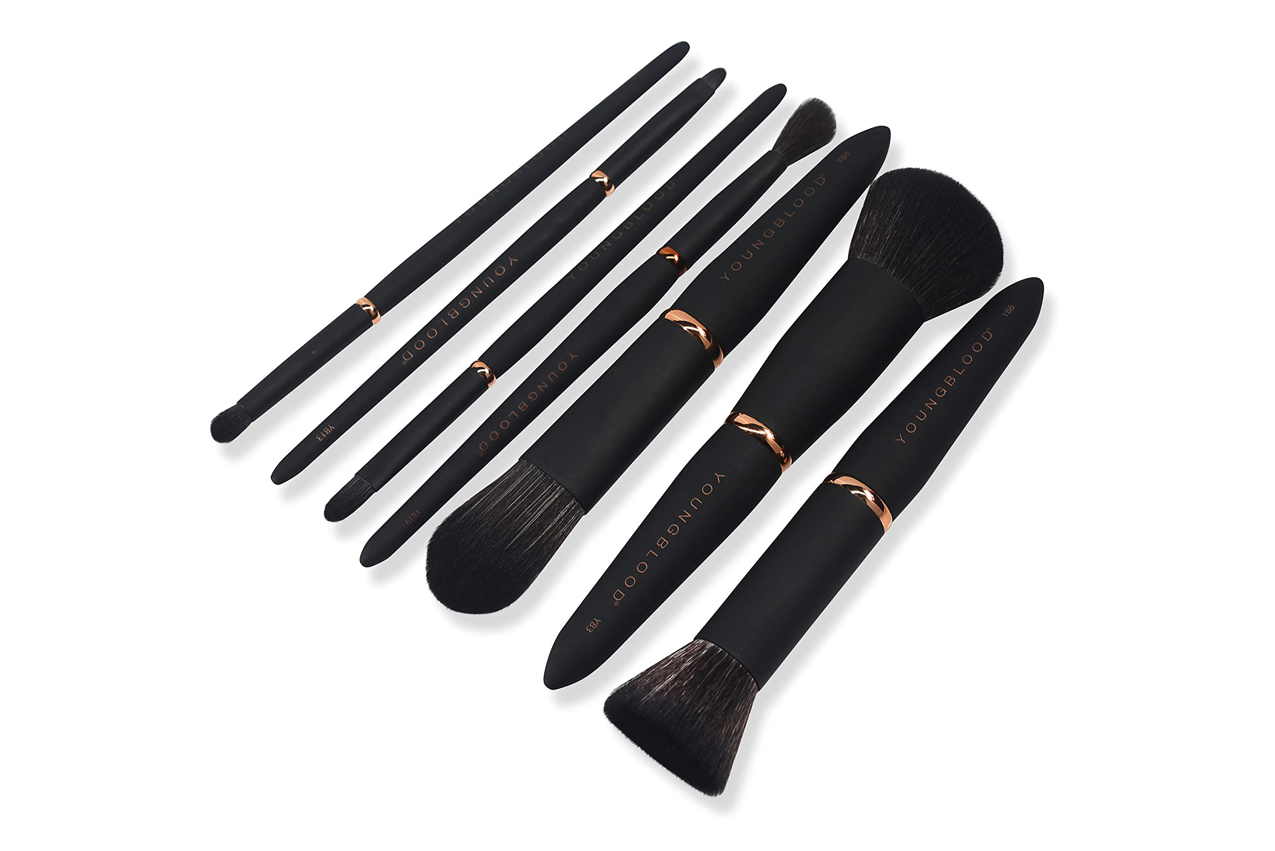 Youngblood Clean Luxury Cosmetics Luxe Foundation & Face Brushes Set | Vegan & Cruelty-Free Liquid, Powder, Concealer, Highlight & Contour Makeup Brushes | Perfect for Flawless Airbrush Finish & Professional Makeup Application (YB3 Liquid Buffing Brush)