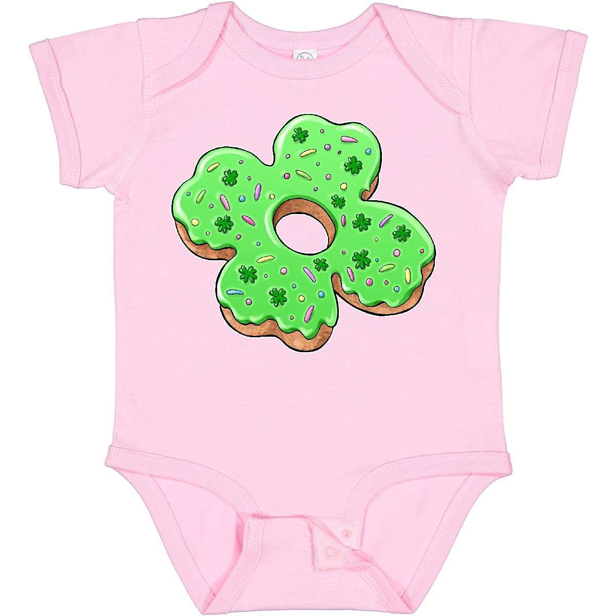 Inktastic St. Patrick's Day 4 Leaf Clover Donut with Sprinkles Baby Bodysuit - Cute Infant Onesie for St. Paddy's Day Celebrations & Photo Shoots