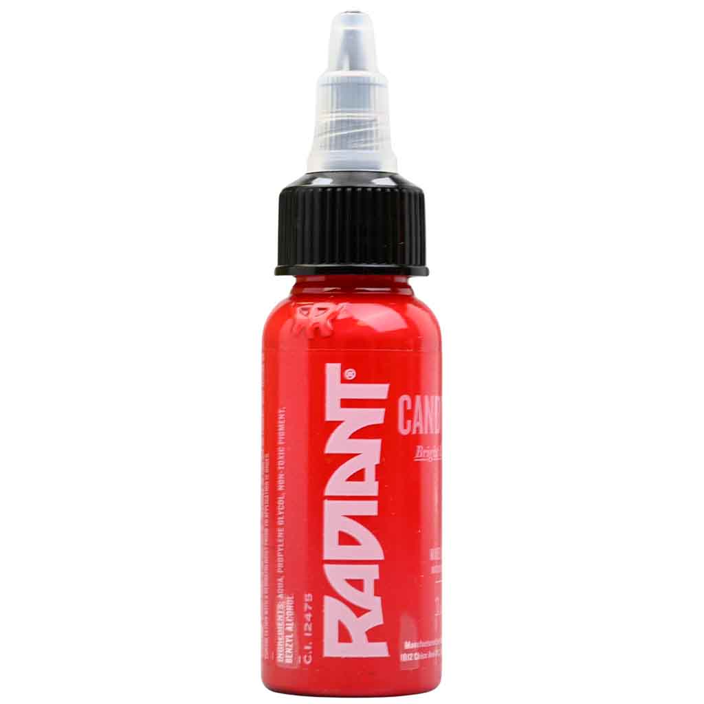 Premium Candy Red Radiant Tattoo Ink - 1 oz Bottle for Professional Tattoo Artists | Vibrant & Long-Lasting Color | Ideal for Sleeves, Lettering & Artistic Designs