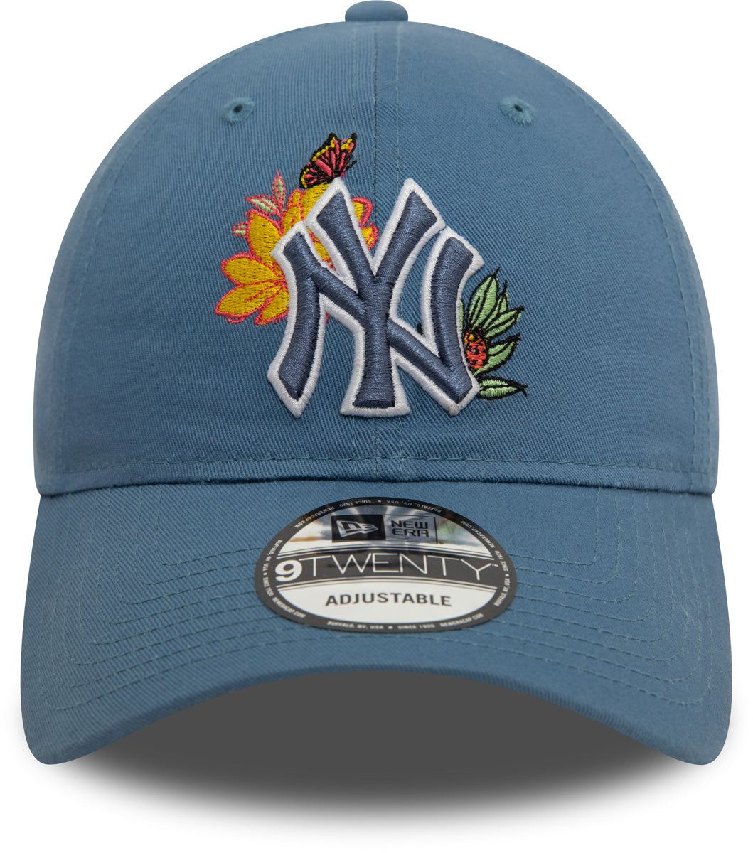 New York Yankees New Era 9Twenty MLB Floral Blue Baseball Cap for Men & Women - Adjustable Snapback Hat for Baseball Fans, Streetwear Fashion & Outdoor Activities