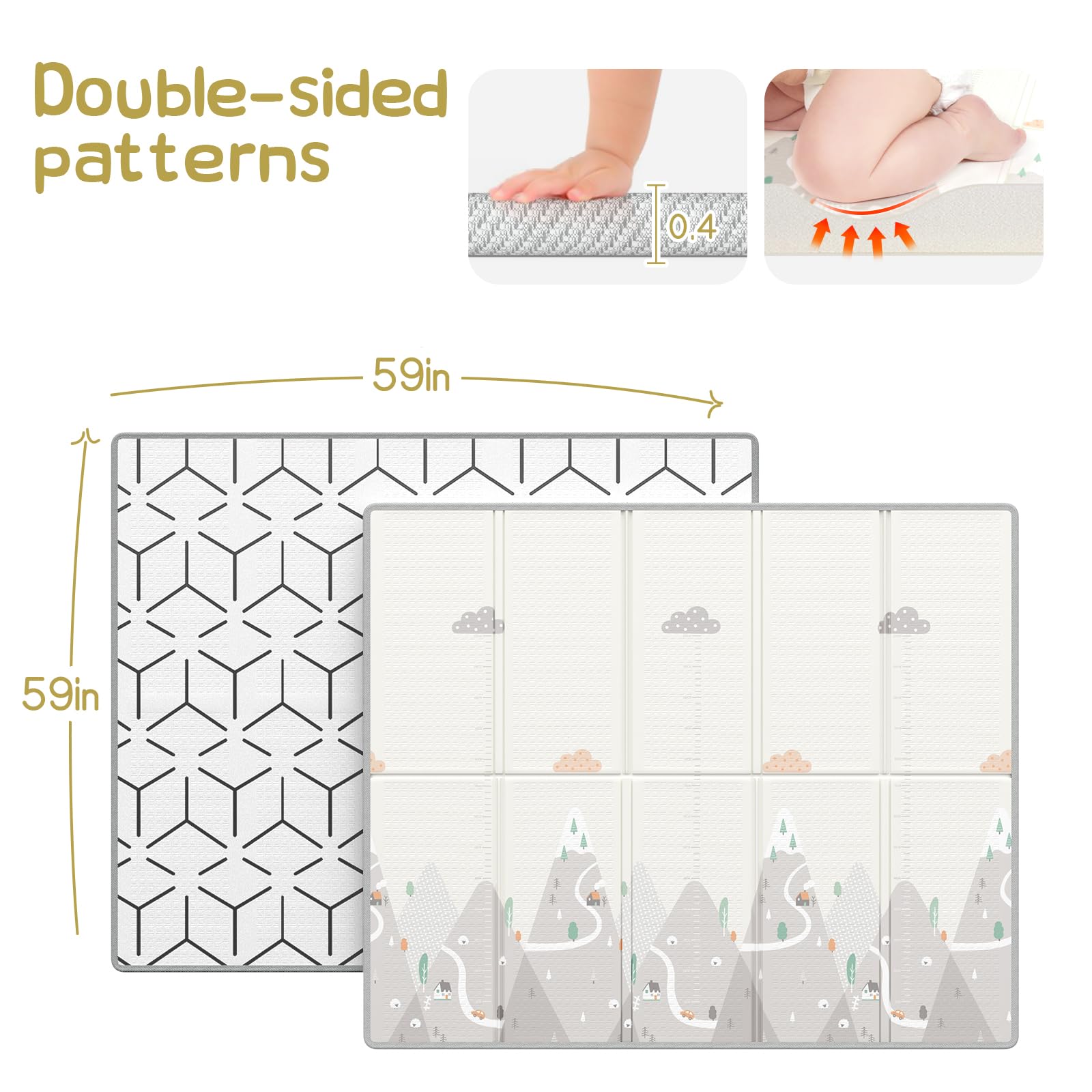 Zeebaba Extra Large Baby Playpen with Mat - 59x59x27 Inch Safety Play Yard for Babies & Toddlers | Indoor/Outdoor Play Area, Babyproof Space for Crawling & Learning | Perfect for Home, Daycare or Travel Use