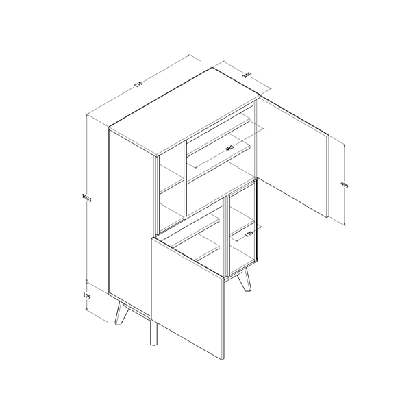 Scandinavian Oak Storage Display Cabinet - Modern Wooden Bookshelf for Living Room, Bedroom, and Office Organization