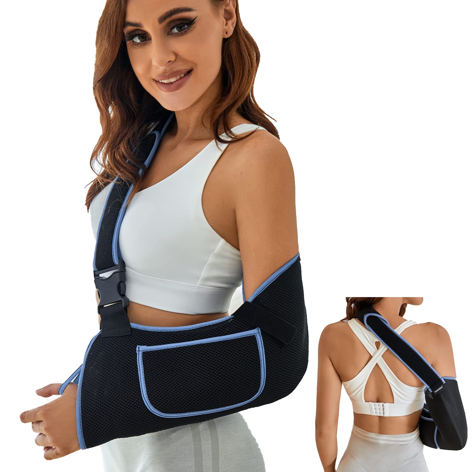 **Rotator Cuff Support Brace & Shoulder Immobilizer Sling - Adjustable Medical Arm Sling for Left/Right Shoulder Injury Relief - Broken, Dislocated, Fracture, Strain Recovery - Comfortable for Men & Women (Small) - Ideal for Post-Surgery, Sports Injuries & Daily Support**
