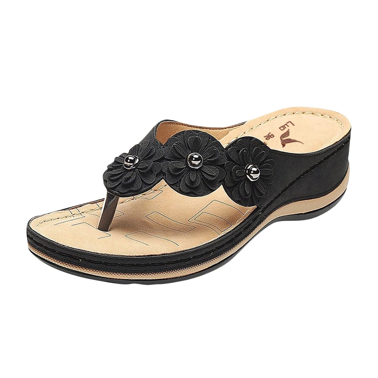 Women's Lightweight Slip-On Sandals with Orthotic Cushion - Comfortable Flat Flip Flops for Walking, Travel & Everyday Wear