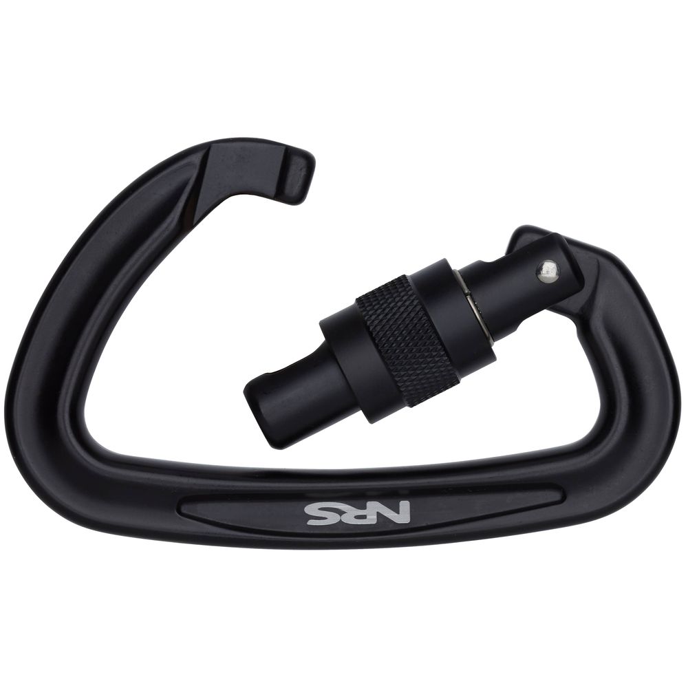 NRS Sliq Screw Lock Carabiner - Heavy Duty Climbing Carabiner with Locking Gate for Rock Climbing, Hiking & Outdoor Gear (Black) - Perfect for Safety Belay, Keychains & Equipment Attachment