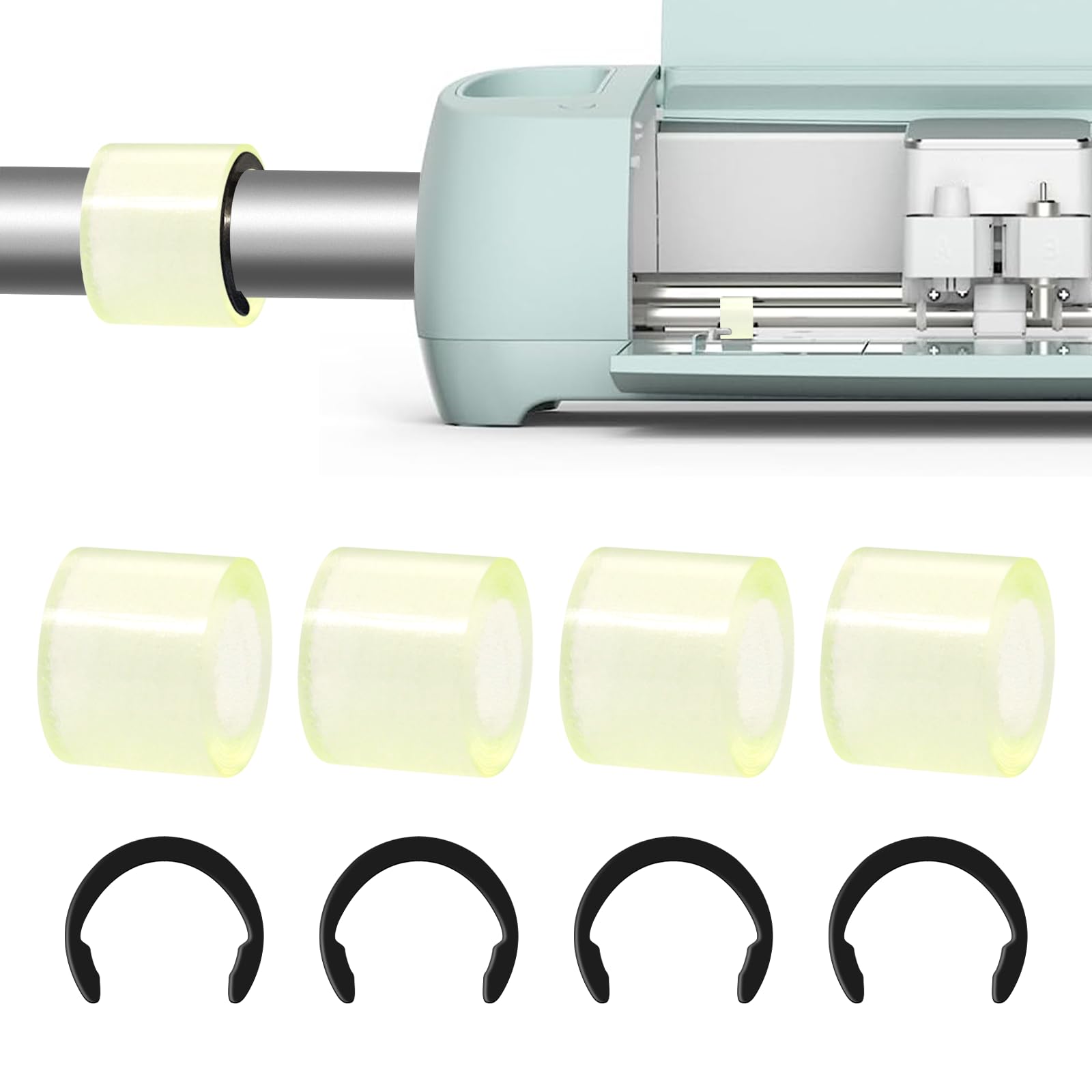 4 Pcs Rubber Roller Replacement for Cricut Maker/Maker 3 - Secure Fit with Retaining Rings to Prevent Slipping - Perfect for DIY Crafts, Vinyl Cutting, and Scrapbooking Projects
