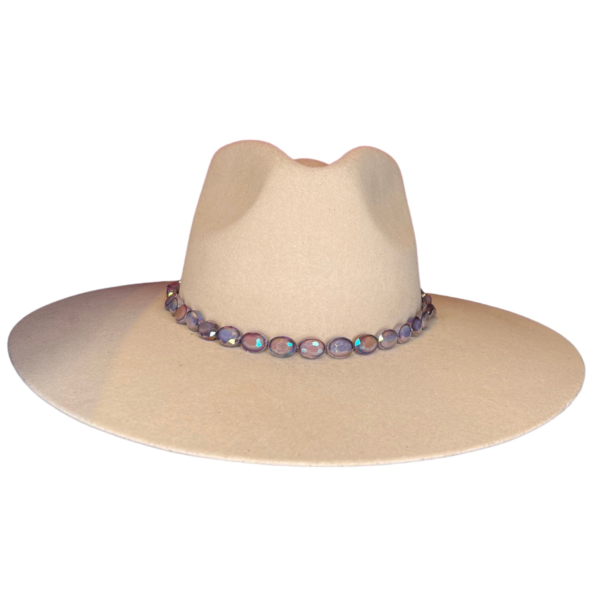 Deep Purple Oval Beaded Hat Band for Cowboy Hats - Western Style Accessory for Rodeo, Country Music Festivals & Outdoor Events