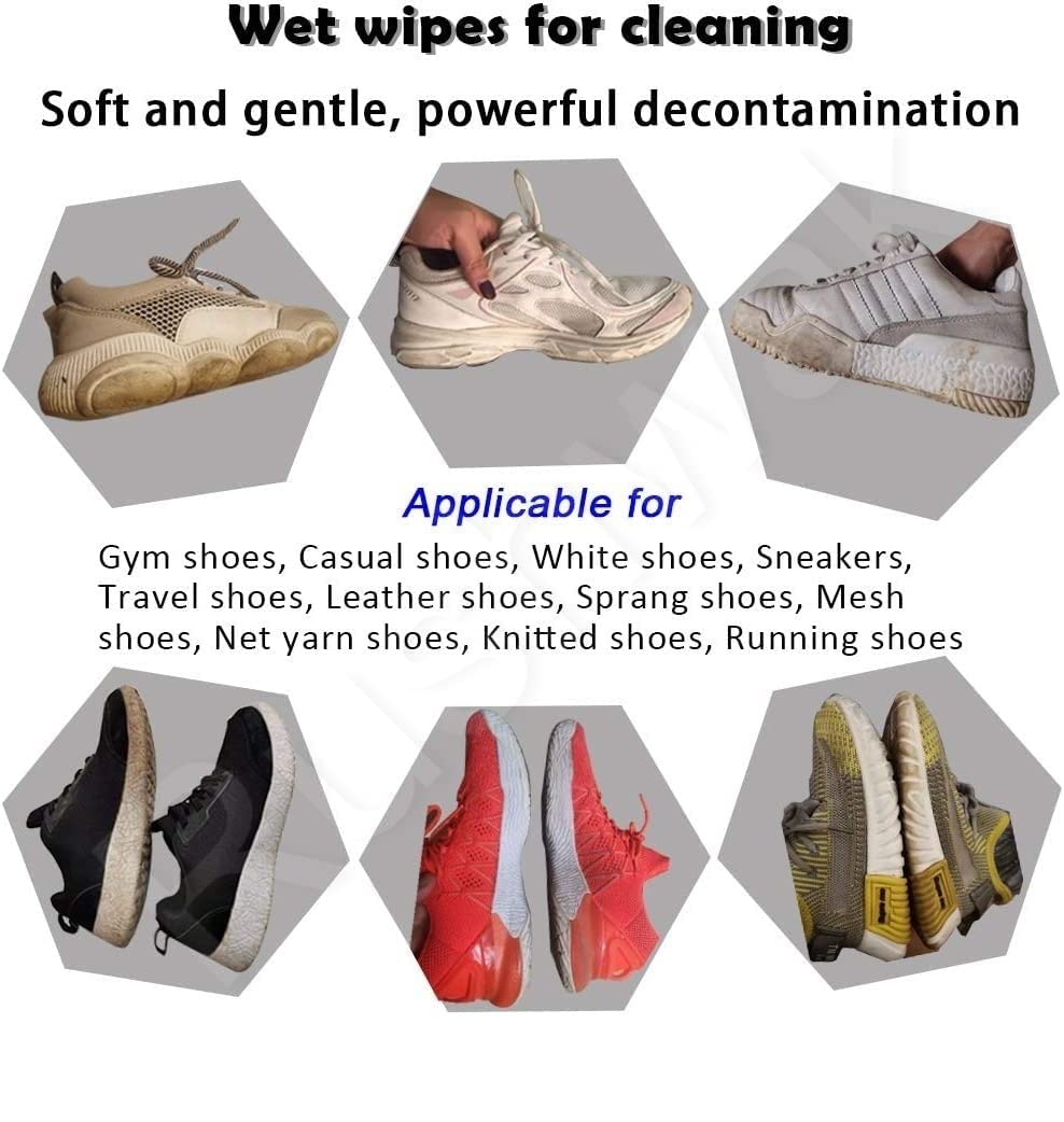 Rushwak Shoe Wipes (160 Count) - Instant Sneaker Cleaner Wipes for Quick Dirt & Stain Removal - Premium Shoe Cleaning Kit for Sneakers, Boots & Athletic Shoes - Perfect for Gym, Travel & Everyday Use